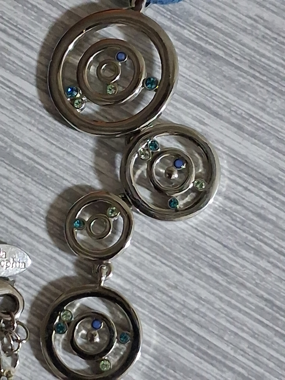 Lia Sophia Blue Cord Silver-Tone Triple Circle Necklace and Earring Set - Picture 4 of 10